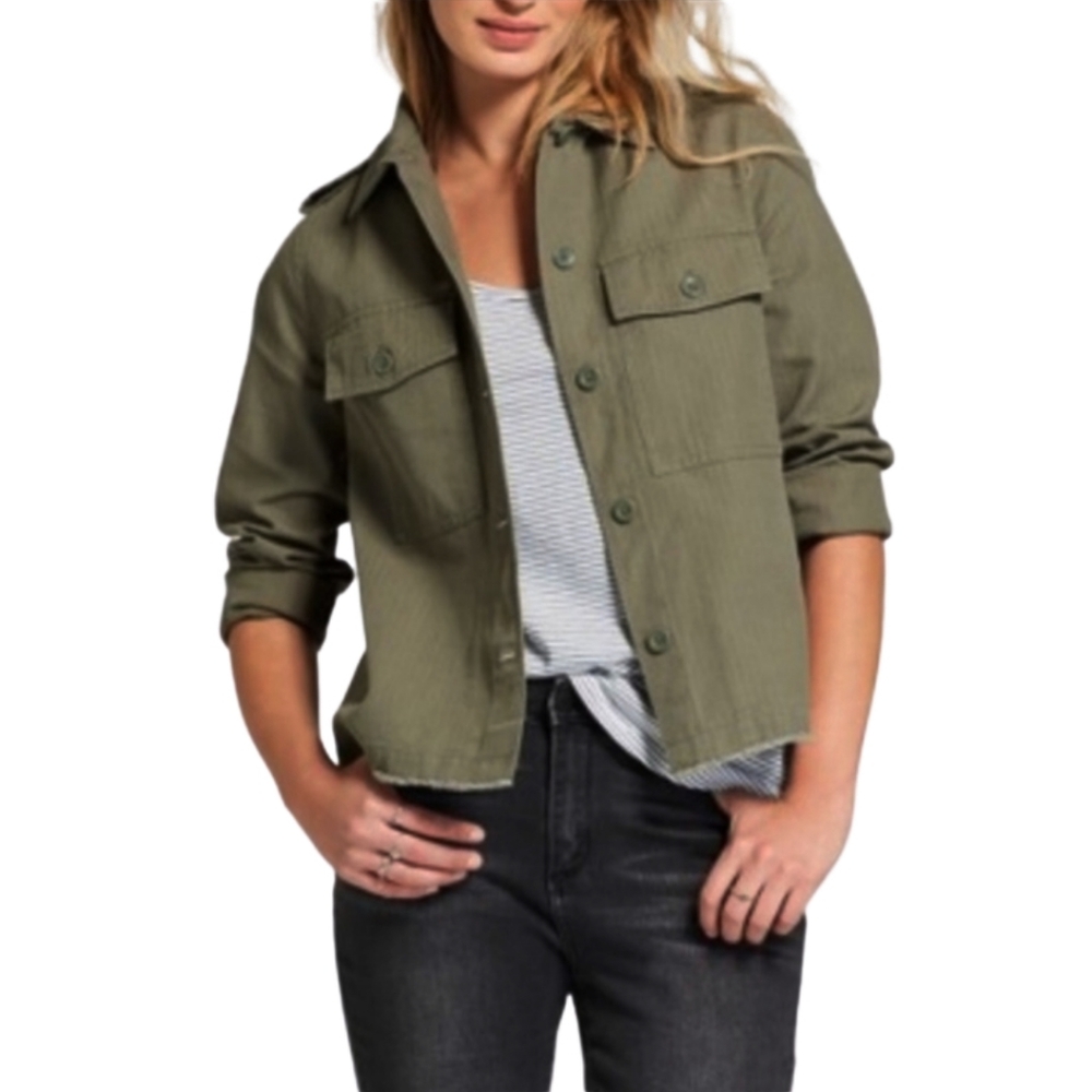 UNIVERSAL THREAD Raw Hem Olive Green Button Front Jacket XSmall NWT
